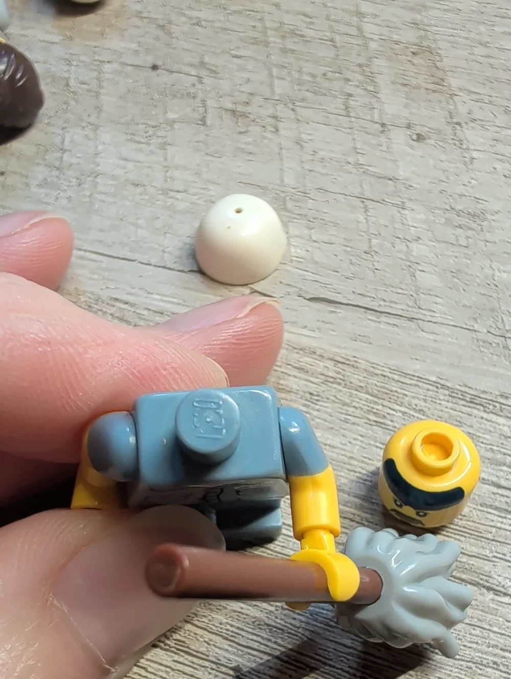 Lego Series 15 Janitor Minifigure with Mop and Green Trash Can
